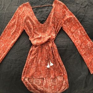 Faithfull The Brand red tie waist cover up